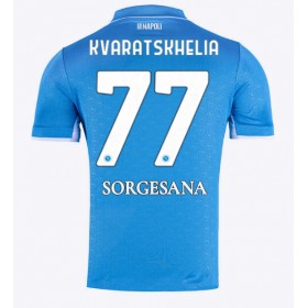 Pánské fotbalový oblečení SSC Napoli Khvicha Kvaratskhelia #77 Domácí košile 2024-25 Krátkým Rukávem